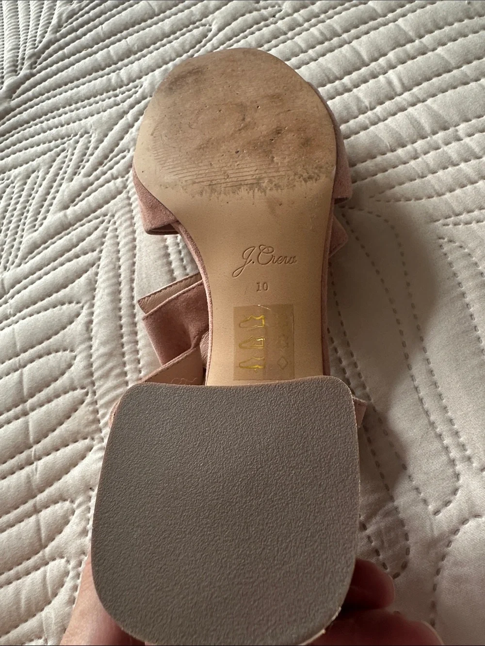 J. Crew Suede Ankle-Strap Block Heel Sandals - Blush